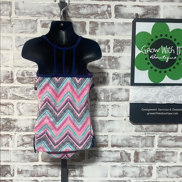 Limited Too Multicolor Chevron Kids Swim One Piece - Picture 4 of 6